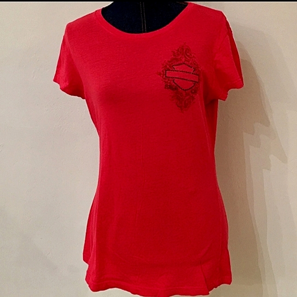 Harley Davidson Fitted Tee—Butterfly + Rhinestones